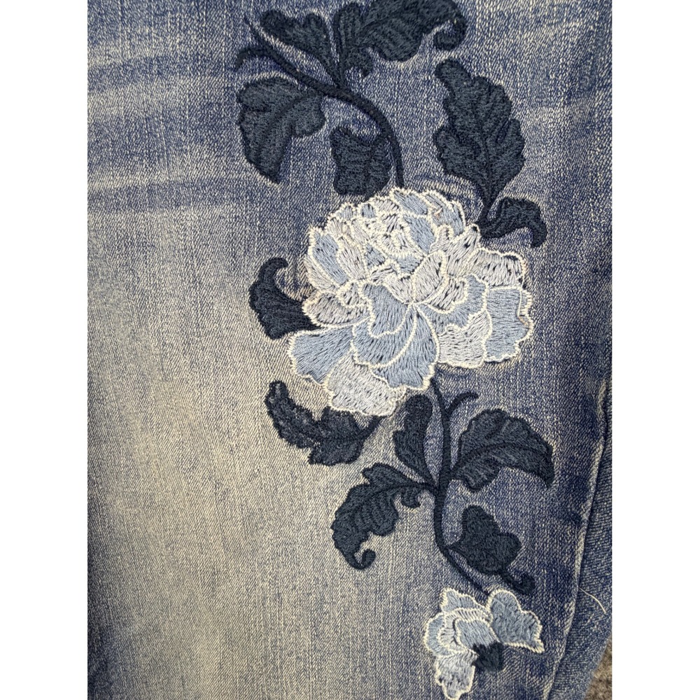 Vintage America Blues Bestie Jeans Embroidered Floral Straight Leg Denim 10 30 - Picture 2 of 12